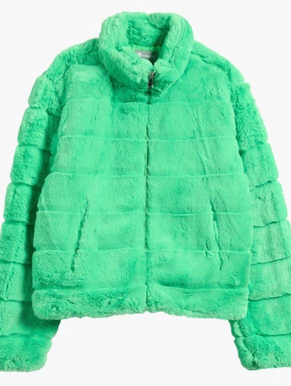Tractr Kids Mint Green Faux Fur Puffer Jacket